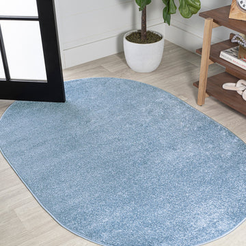 Haze Solid Low-pile Area Rug Classic Blue